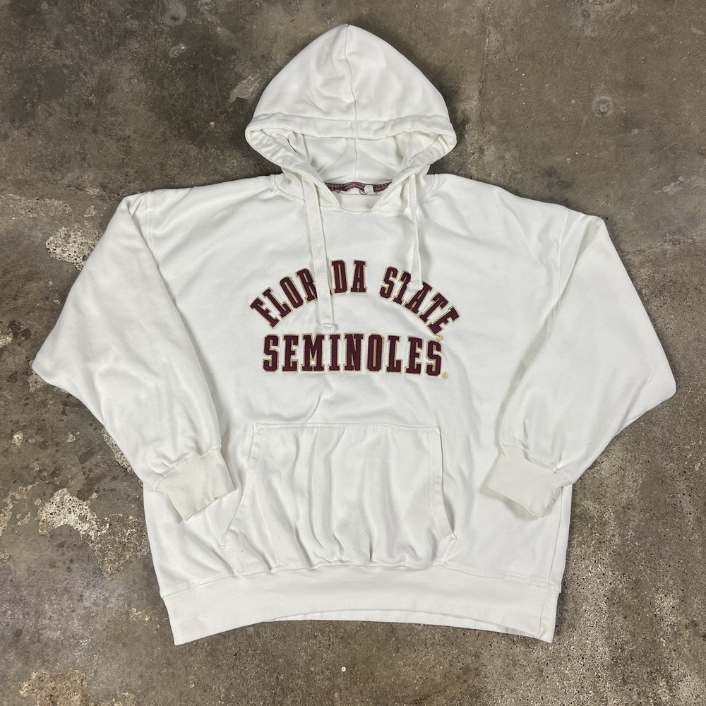 Florida State University Seminoles Hoodie Size 2XL White Fleece Embroidered NCAA